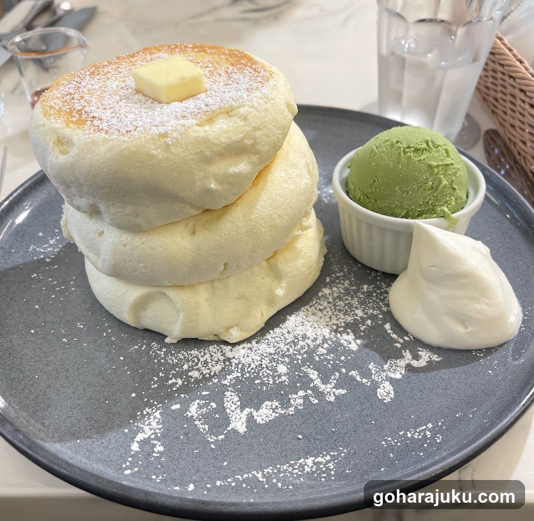 Soft-serve Pancake with Butter and Matcha Ice Cream