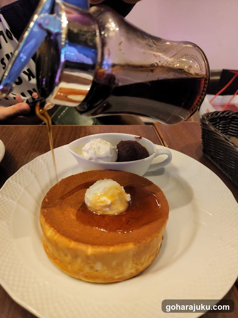 Pouring Syrup on Pancake