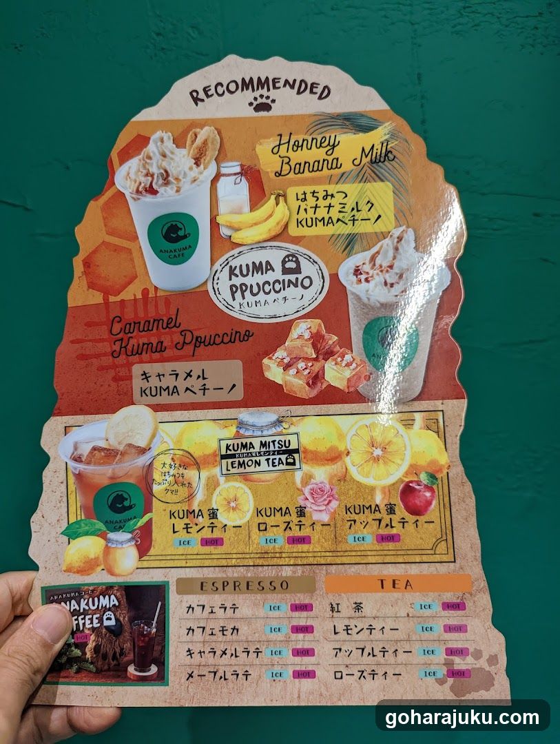 Kuma Puccino Menu Board