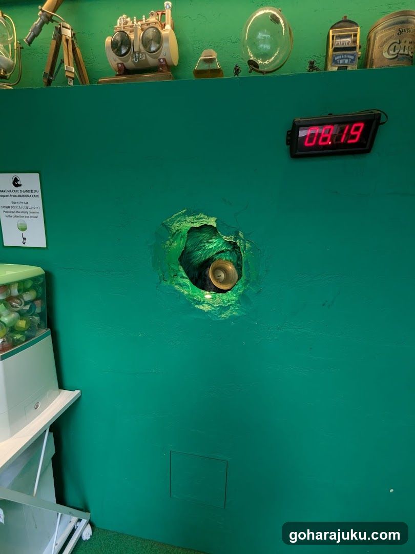 Green Wall with Hole and Digital Clock