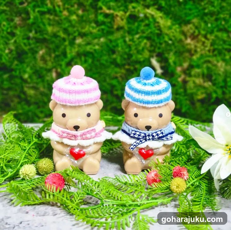 Cute Bear Figurines with Winter Hats and Scarves