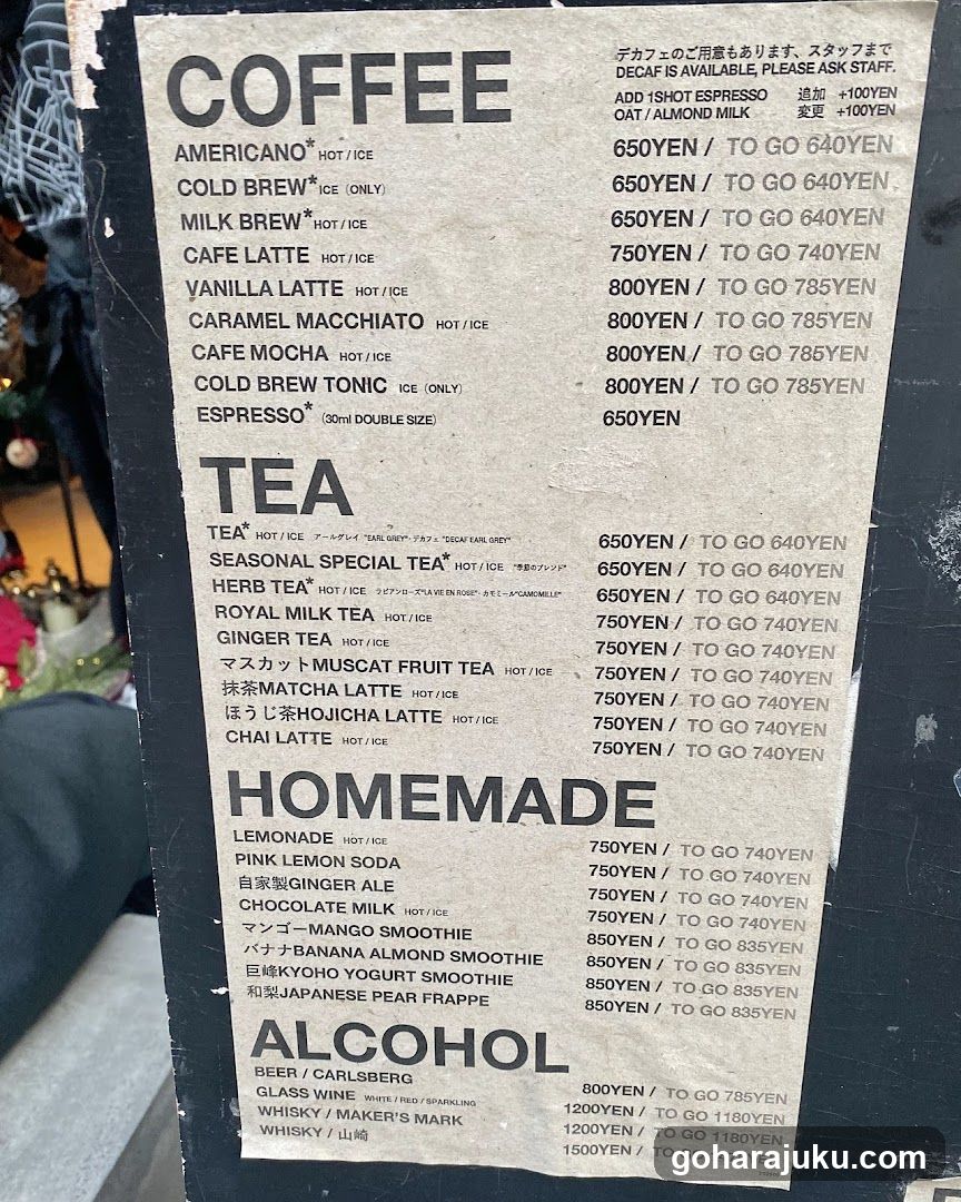 Coffee Shop Menu