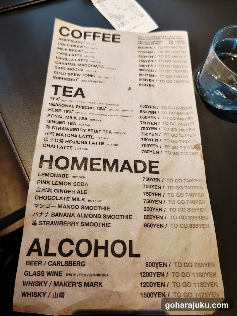Coffee and Alcohol Menu