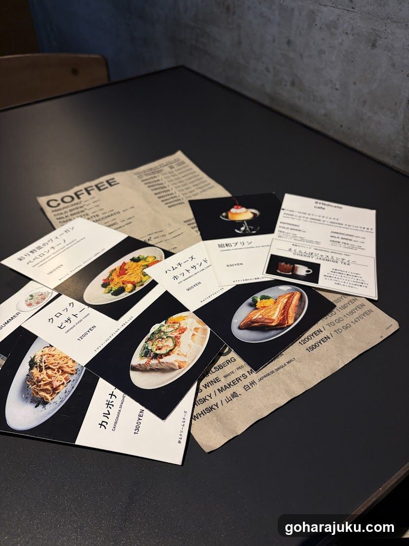 Food Menu Cards on Table