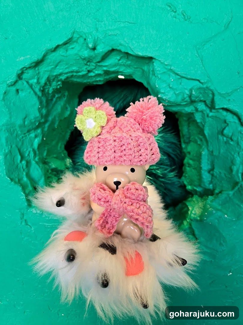 Crocheted Bear in Cave