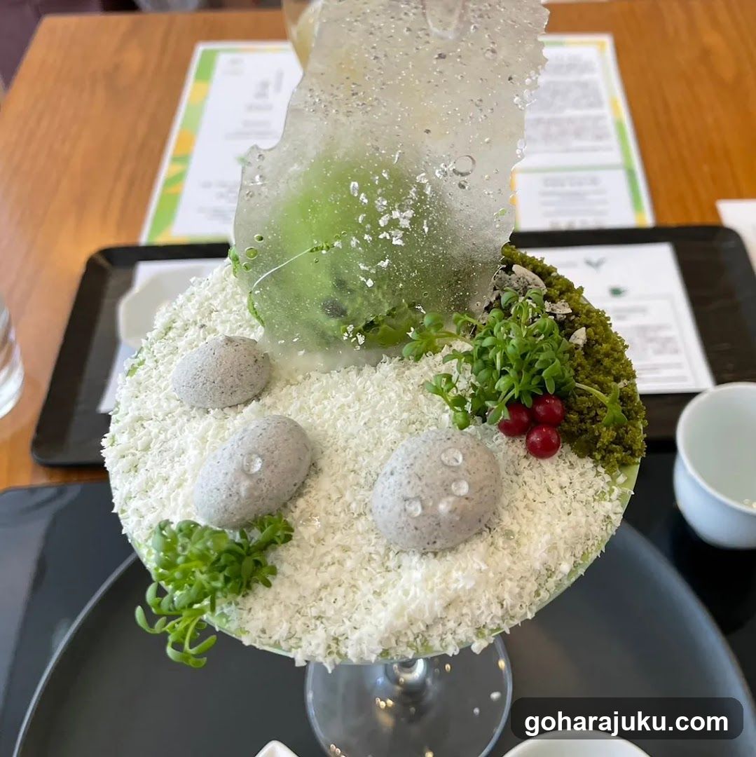 Decorative Dessert with Moss and Coconut Shavings