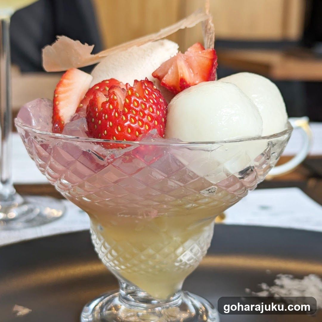 Strawberry and Ice Cream Dessert in Glass Bowl