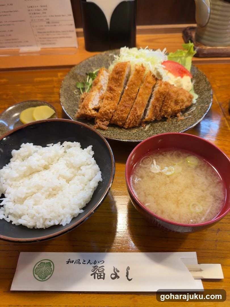 Japanese Meal with Katsu, Rice and Miso Soup
