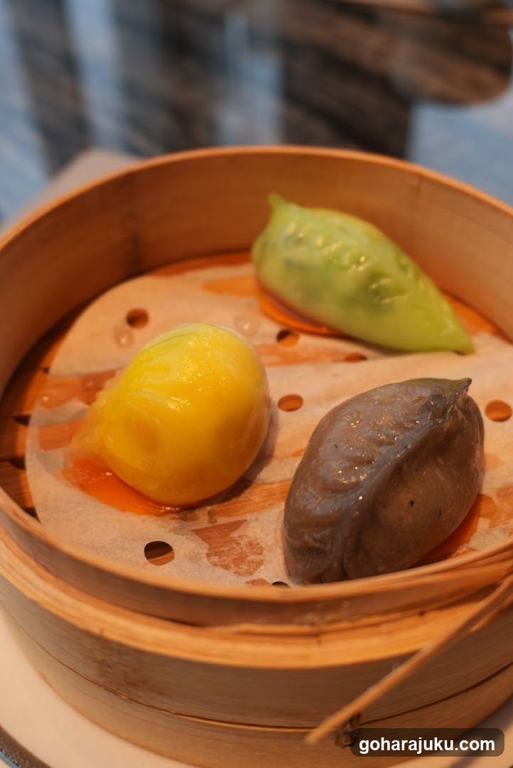 Assorted Dim Sum Dumplings in Bamboo Steamer