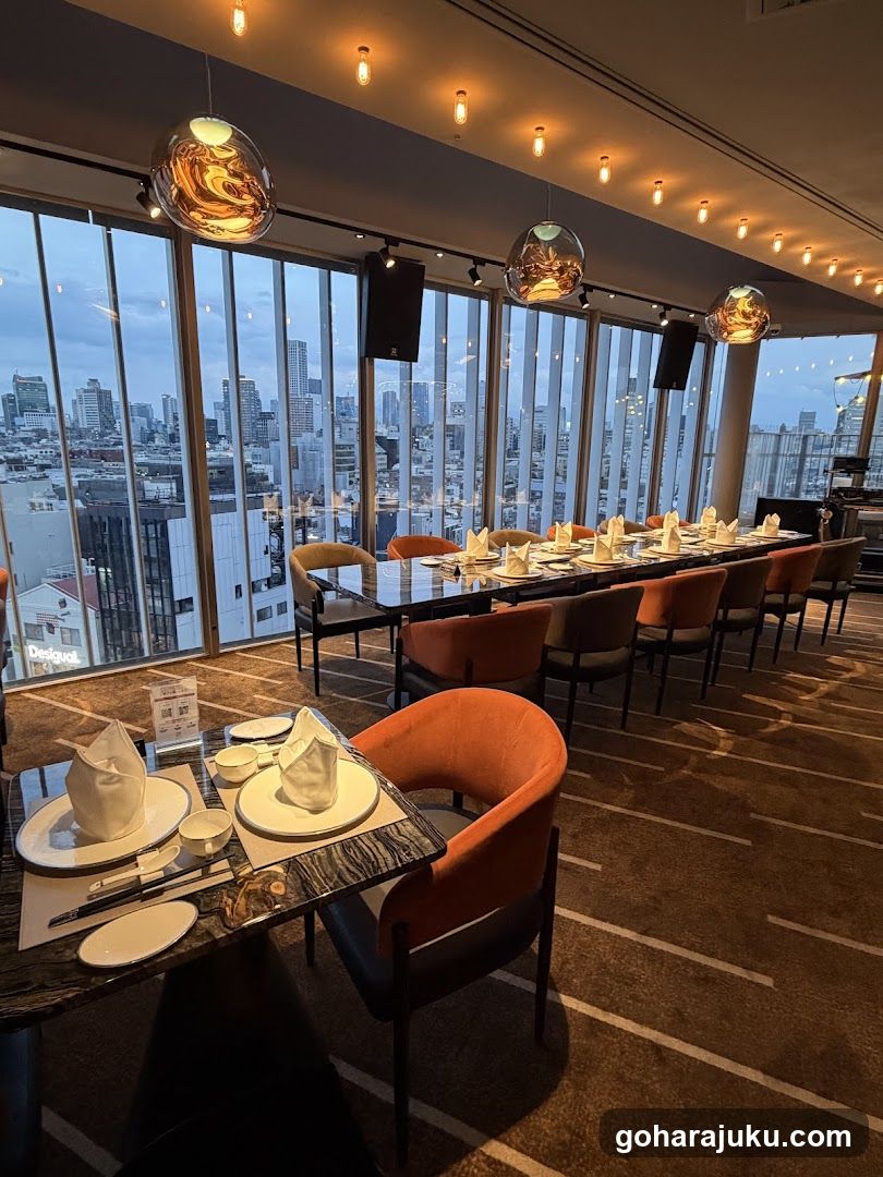 Dining Room Interior with City View
