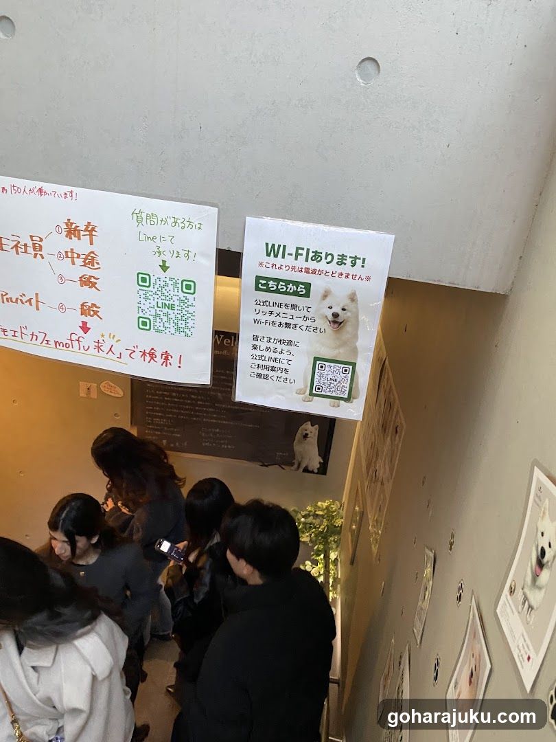 Interior with posters and signs