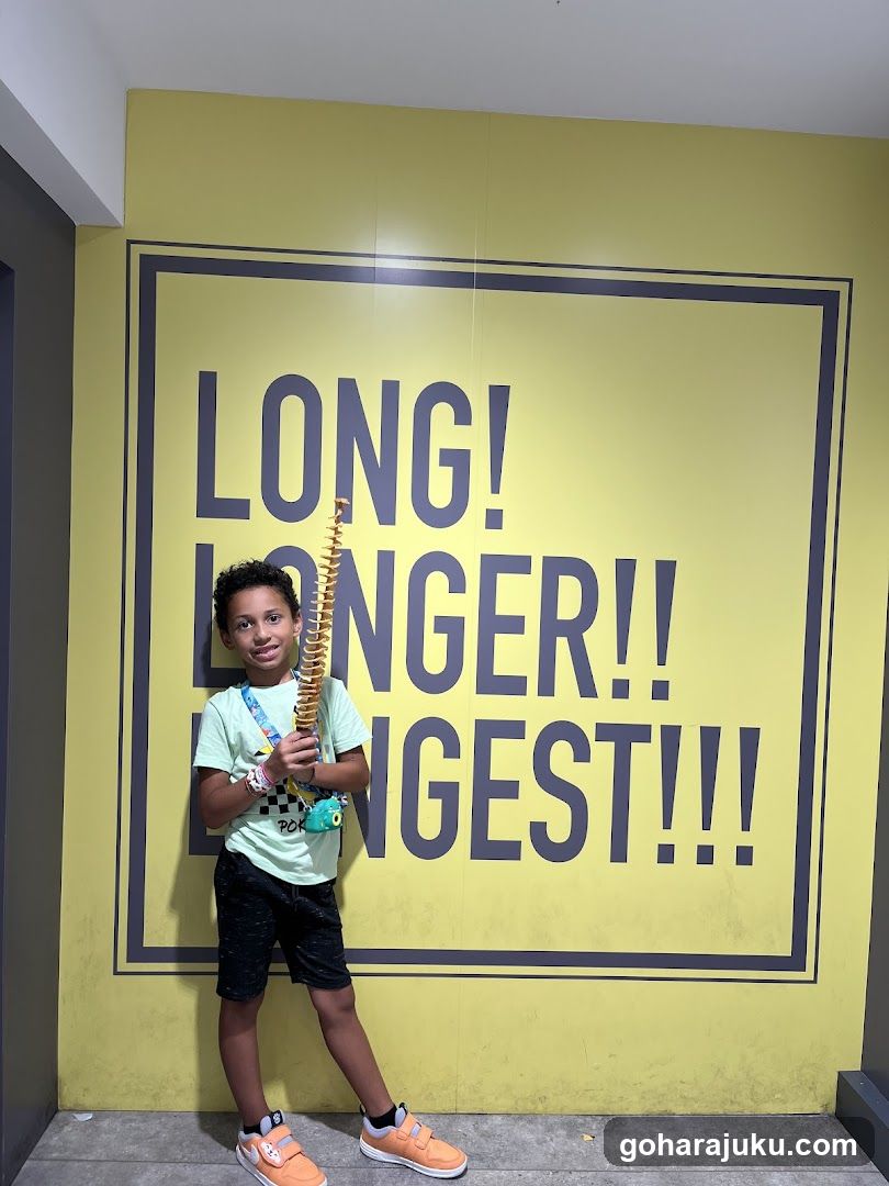 Child with Spine Model in Museum or Educational Setting