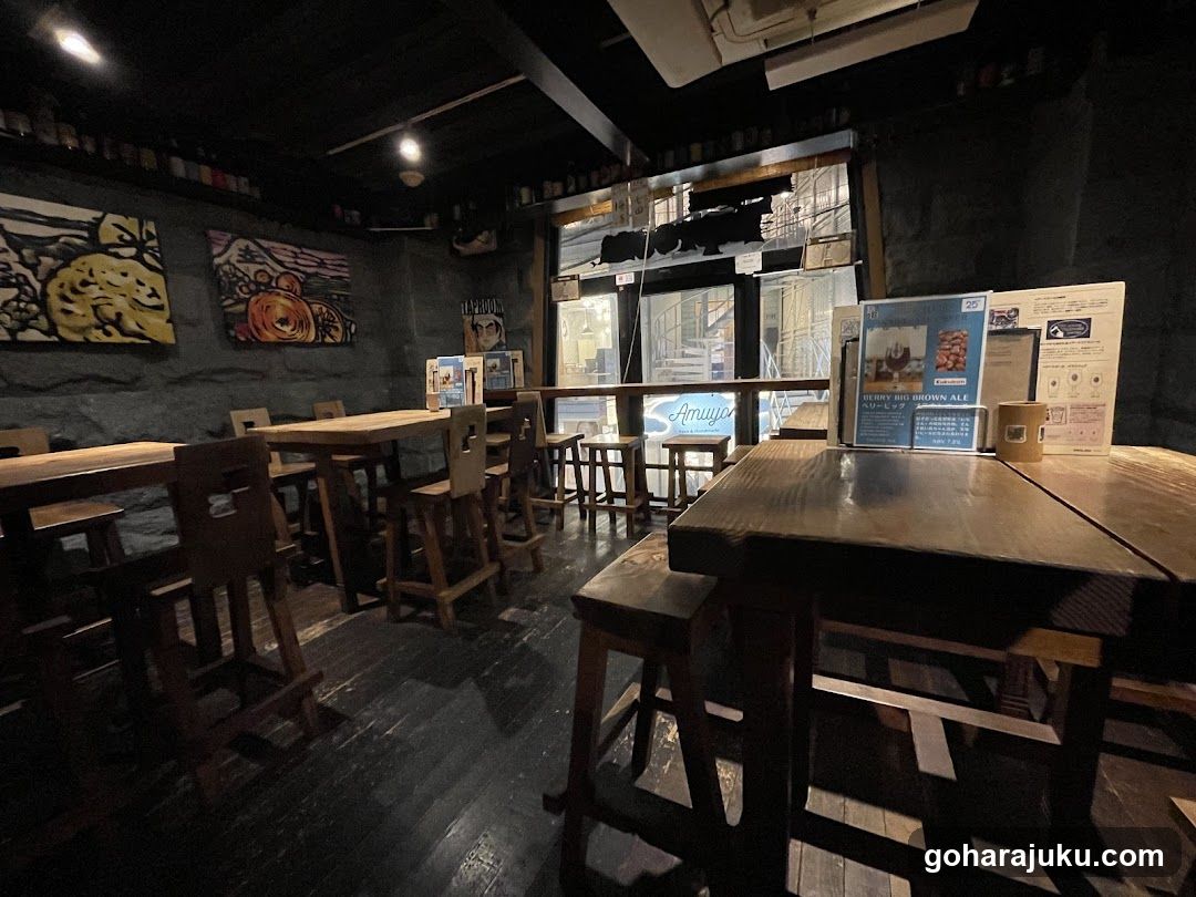 Interior of a dimly lit restaurant or bar