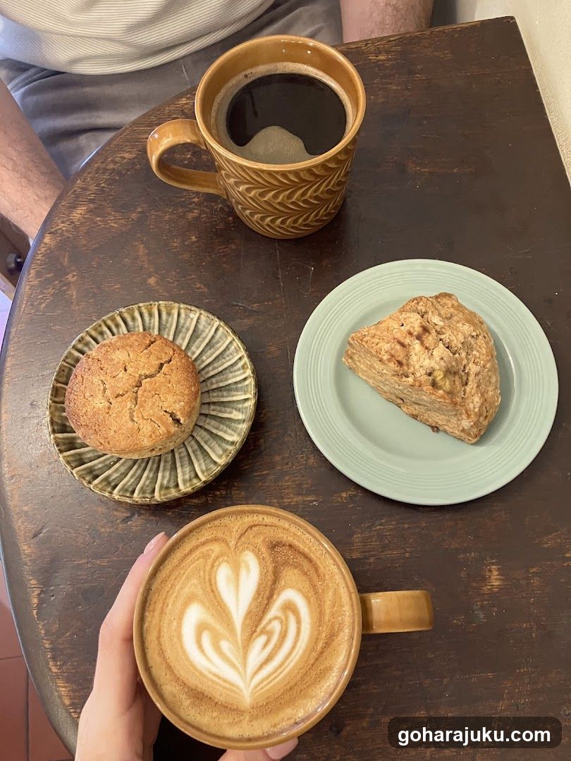 Coffee and Pastries on a Wooden Table