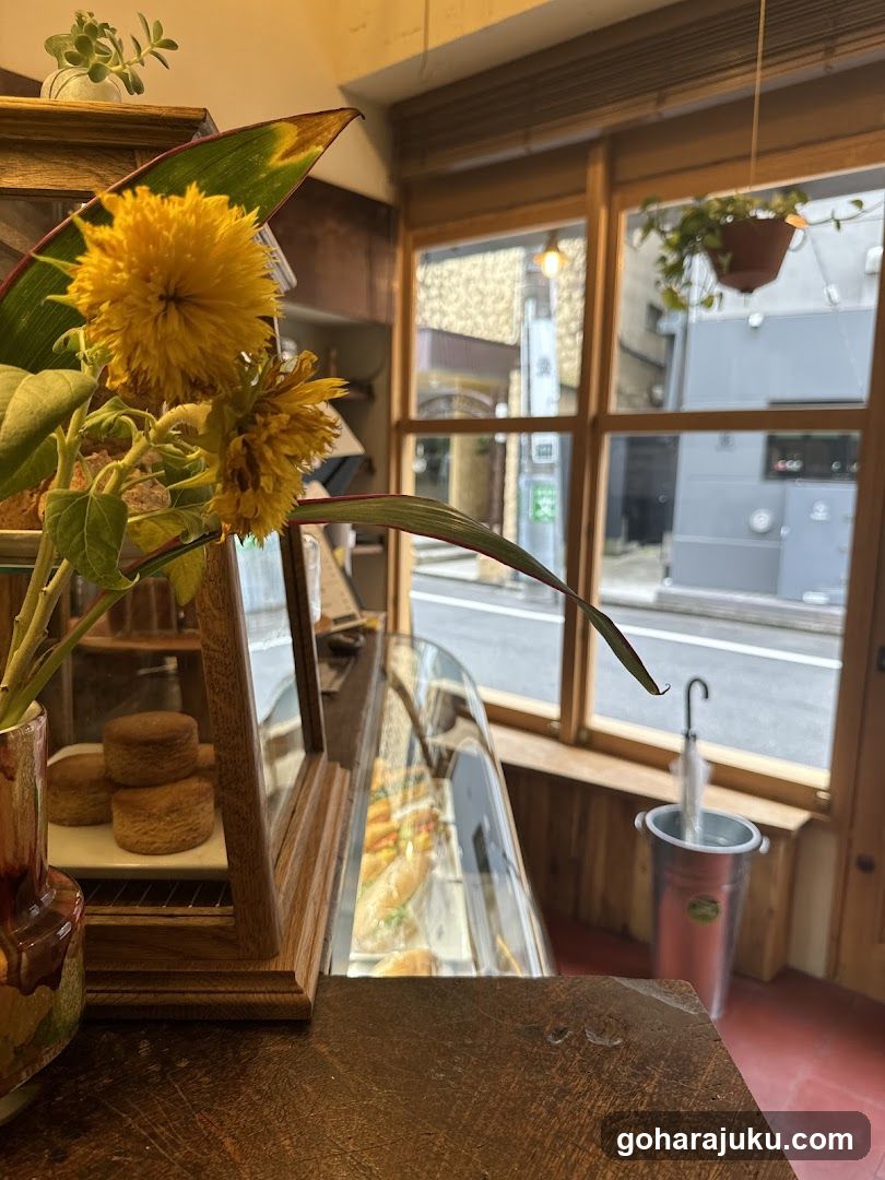 Bakery Interior with Yellow Flowers