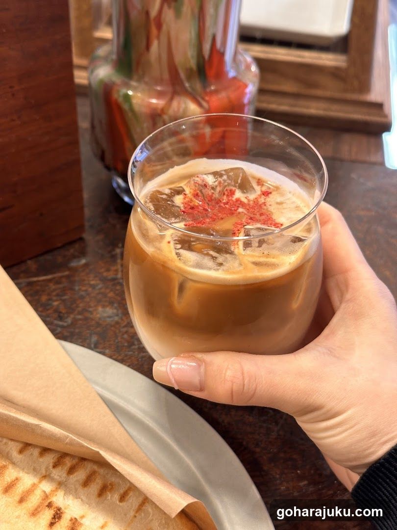 Iced Coffee with Red Dusting