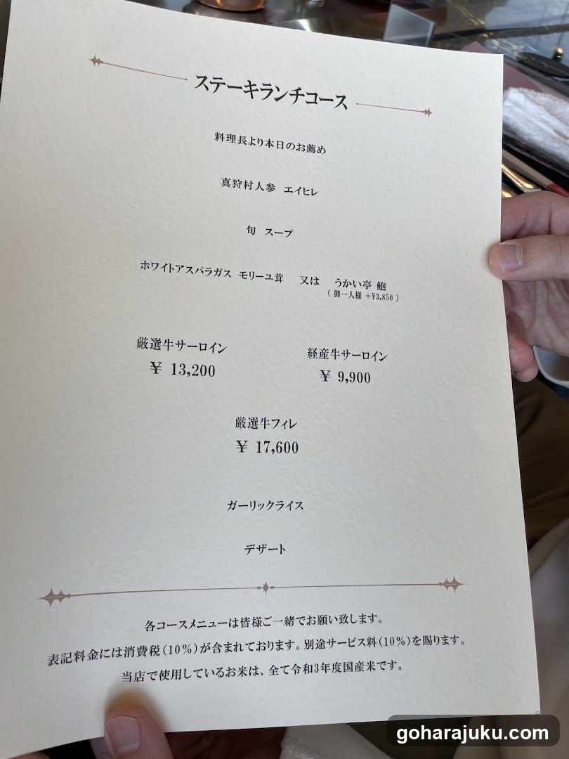 Steak Lunch Course Menu