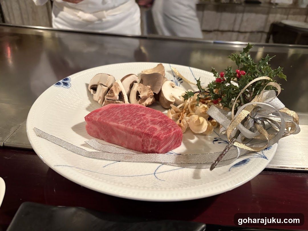 Sashimi Plating with Mushrooms and Holiday Garnish
