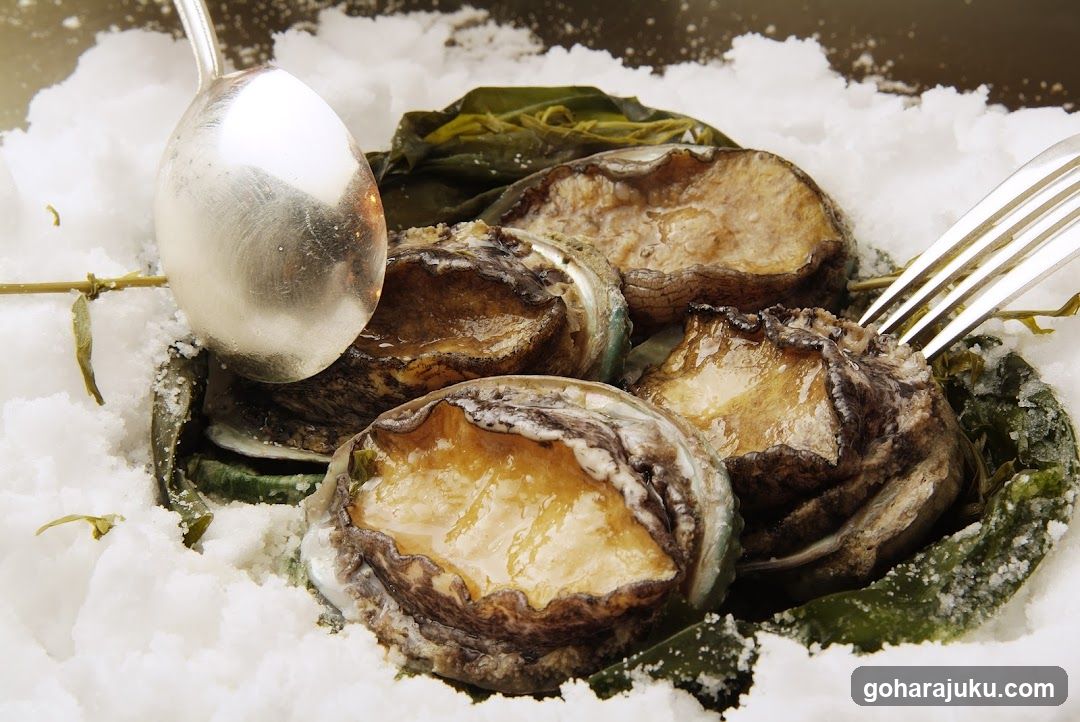 Salt-Baked Abalone with Utensils