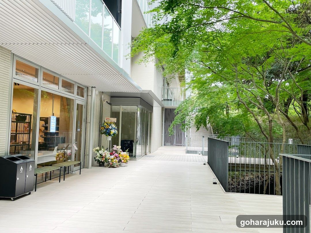 Modern Building Entrance with Greenery