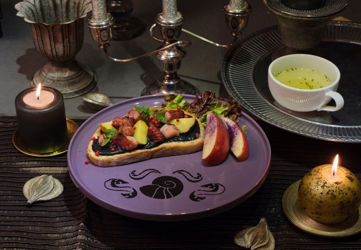 Ursula Deep-Sea Garlic Octopus Open Sandwich at OH MY CAFE Omotesando