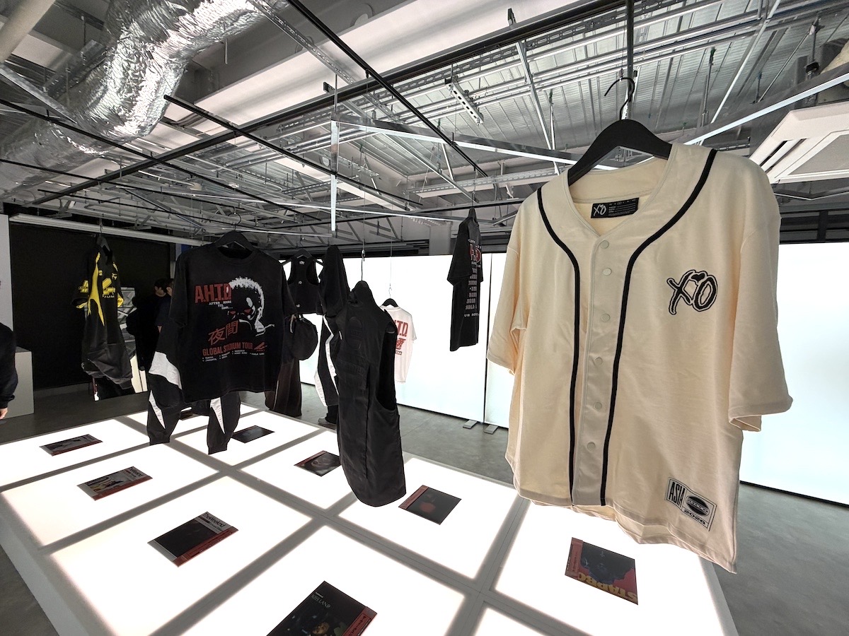 The Weeknd merch wall at the Harajuku After Hours Til Dawn pop-up