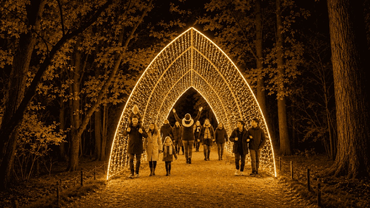 Cathedral of Lights archway on the Yoyogi Park cycling course